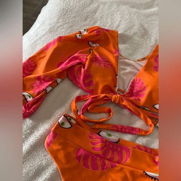 🩷👁️NWOT-SUPER CUTE & FUN ORANGE AND PINK BIKINI SZ M🩷👁️ - Picture 10 of 13